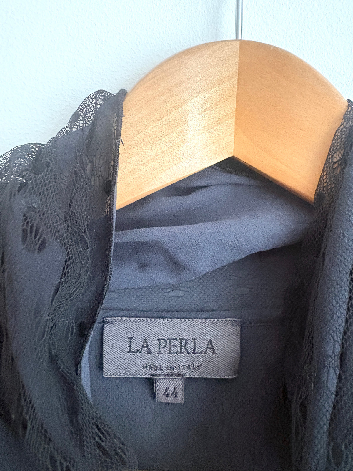 Vintage La Perla Lace Pussy Bow Blouse UK 12