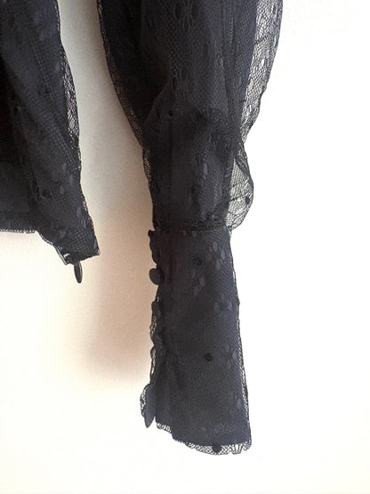 Vintage La Perla Lace Pussy Bow Blouse UK 12
