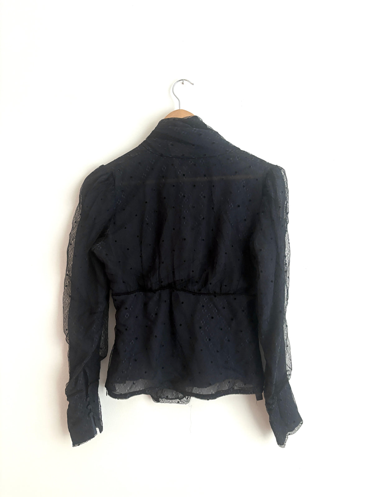 Vintage La Perla Lace Pussy Bow Blouse UK 12