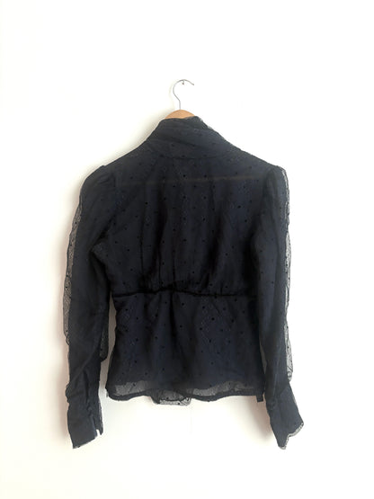 Vintage La Perla Lace Pussy Bow Blouse UK 12