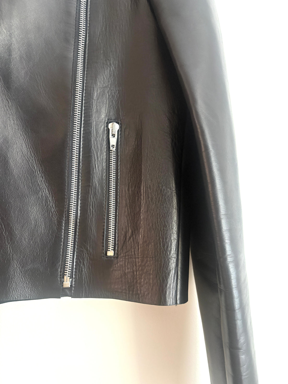Celine Phoebe Philo Black Leather Biker Jacket UK 10