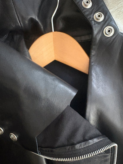 Celine Phoebe Philo Black Leather Biker Jacket UK 10