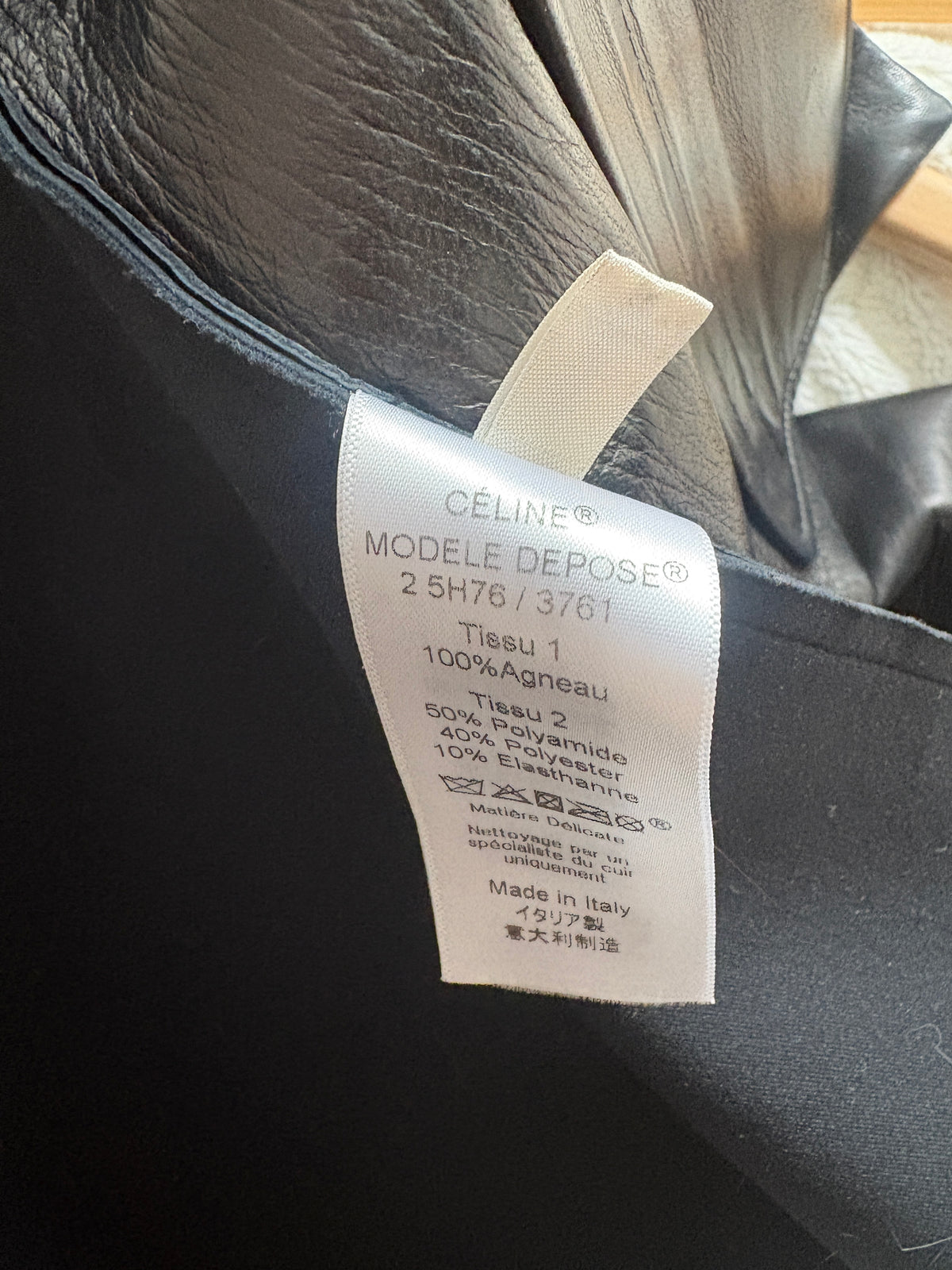 Celine Phoebe Philo Black Leather Biker Jacket UK 10