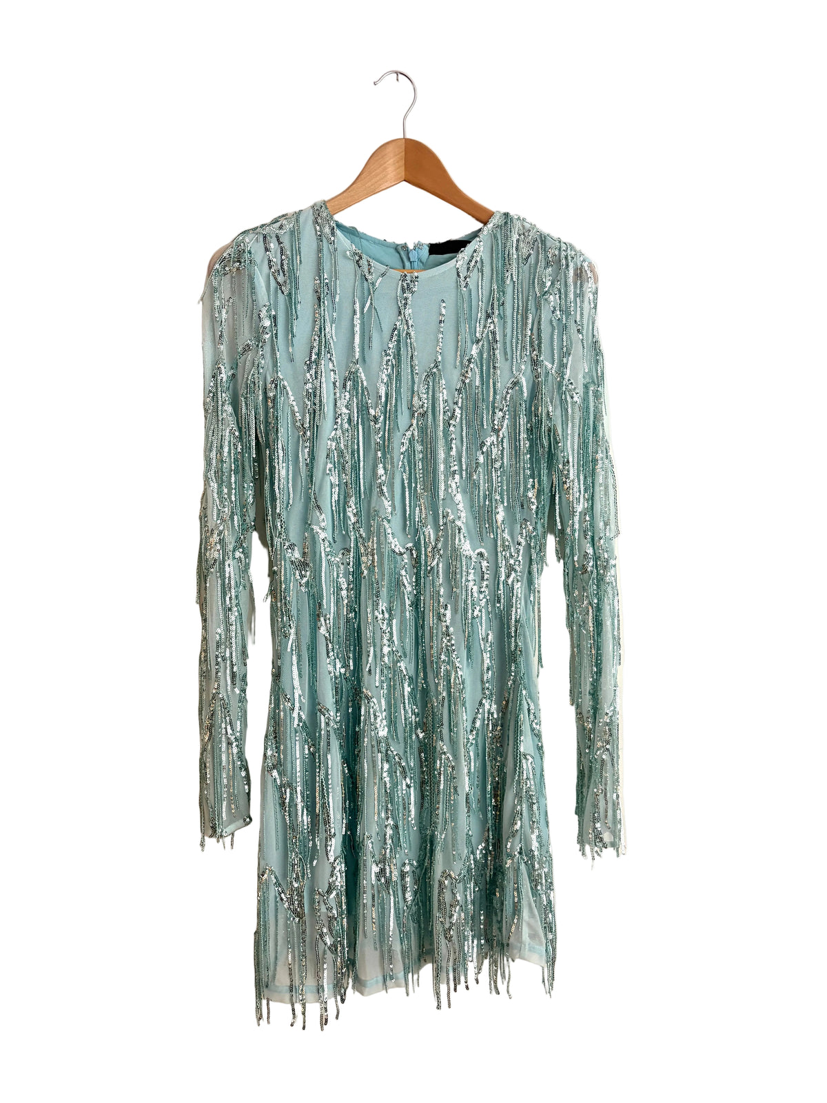 ROTATE BIRGER CHRISTENSEN
Sequin-tassel long-sleeve recycled-polyester mesh mini dress