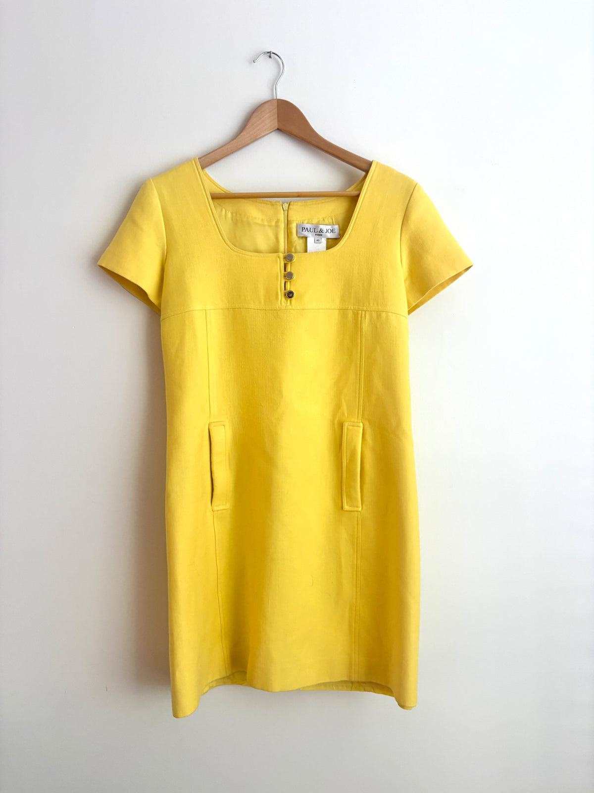 Paul and Joe short sleeve square neck yellow dress