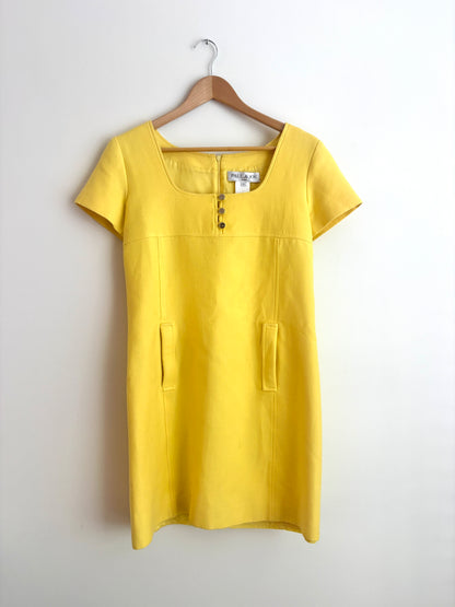 Paul and Joe short sleeve square neck yellow dress