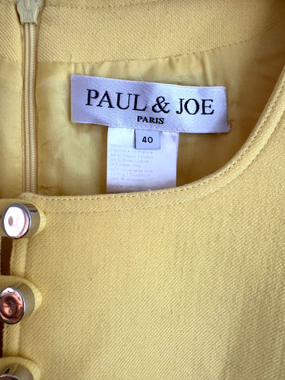 Paul & Joe Short Sleeve Square Neck Yellow Dress UK 8