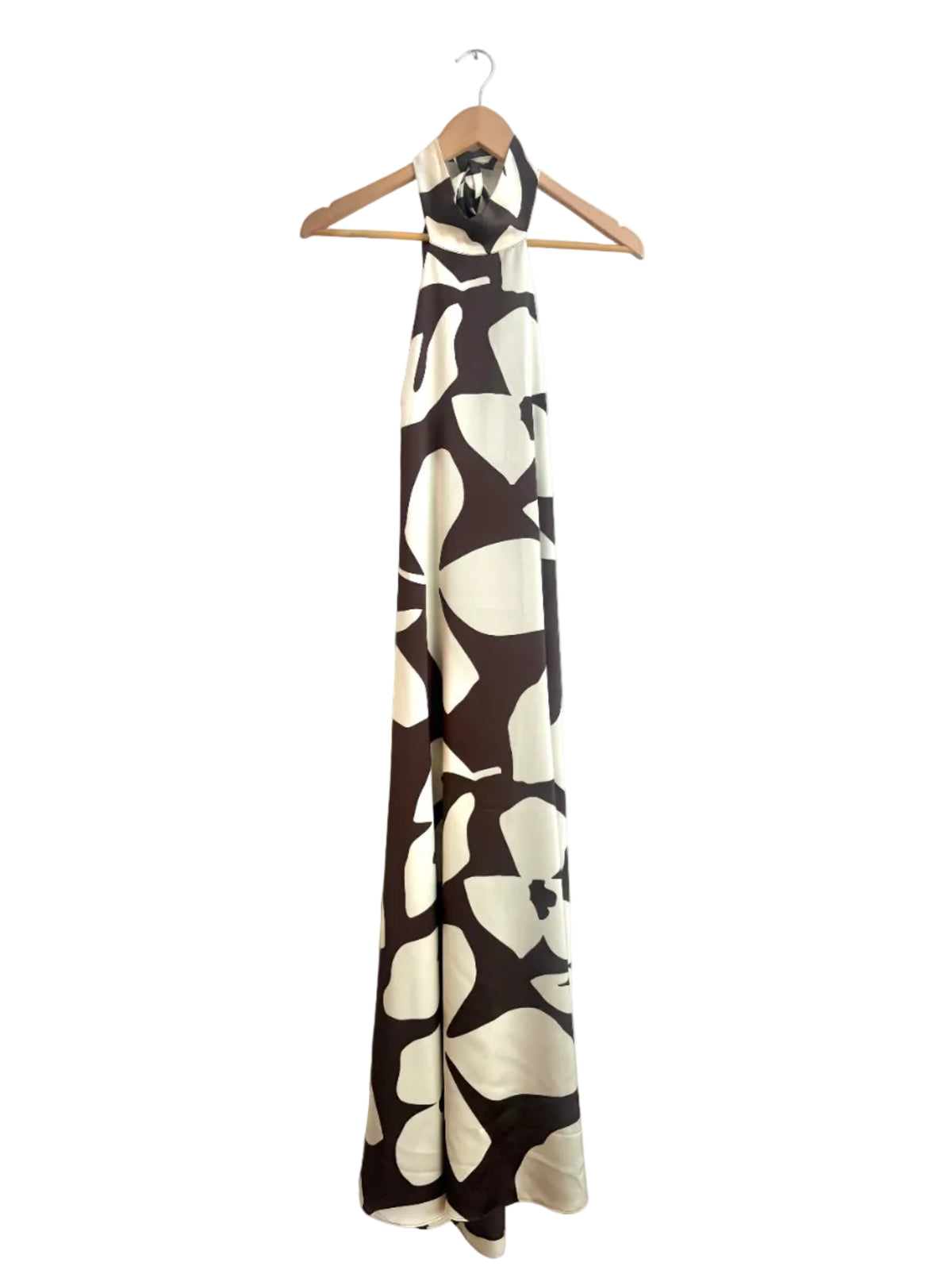 Simorra brown leaf halterneck dress