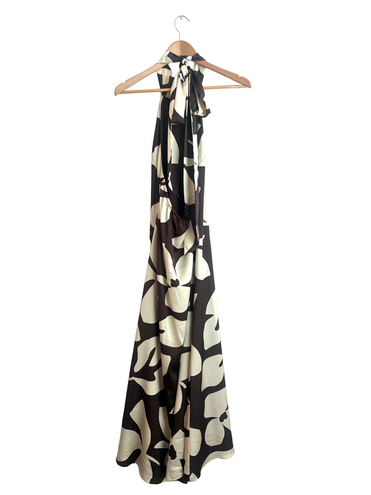 Simorra Brown Leaf Halterneck Dress UK 8
