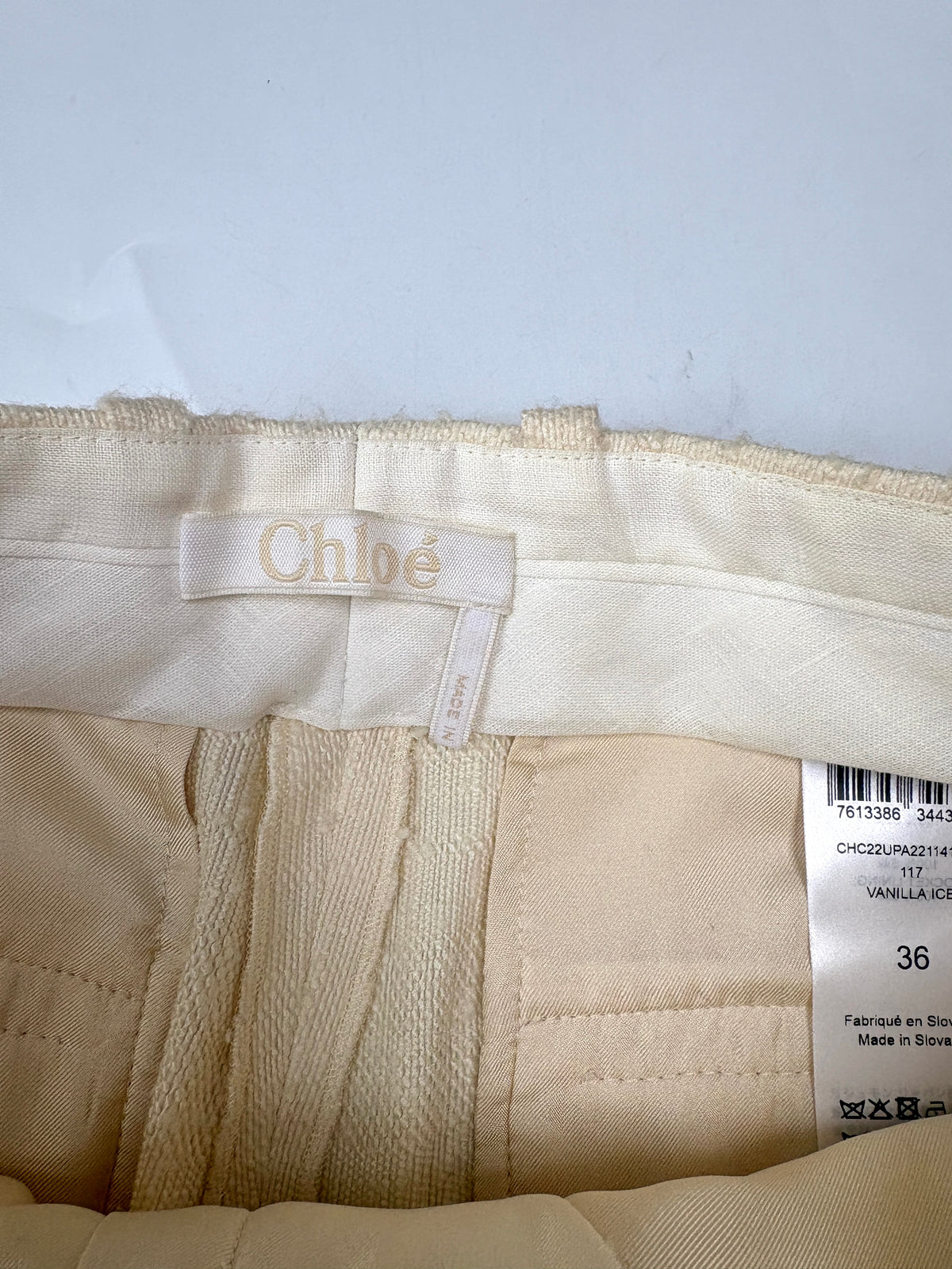 Chloe Silk Textured Frayed Trousers UK 8