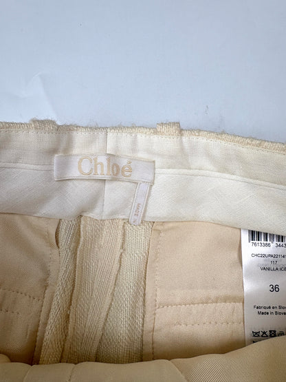 Chloe Silk Textured Frayed Trousers UK 8