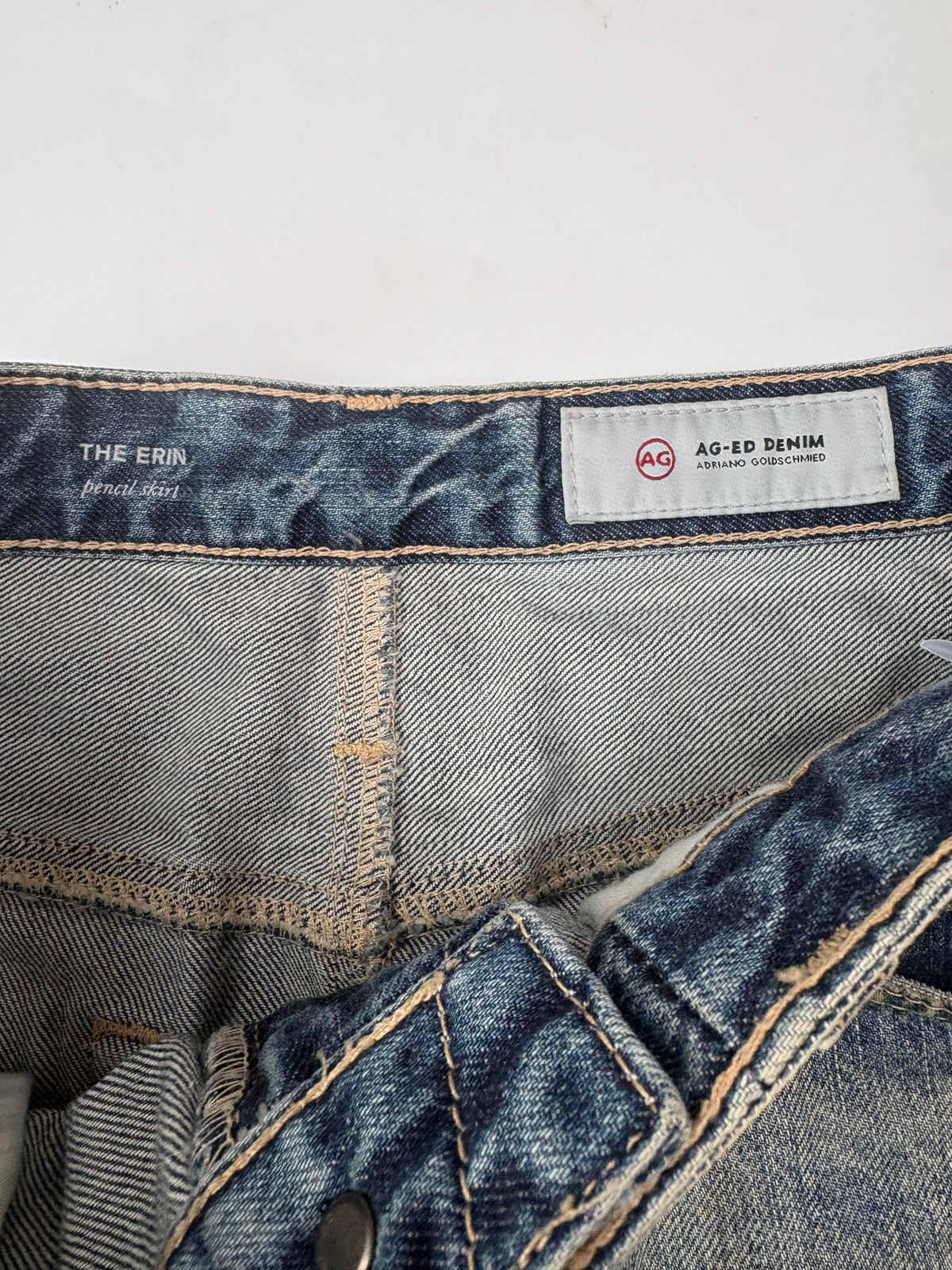 AG Adriano Goldschmied 'the Erin' Distressed denim Pencil Skirt 27R
