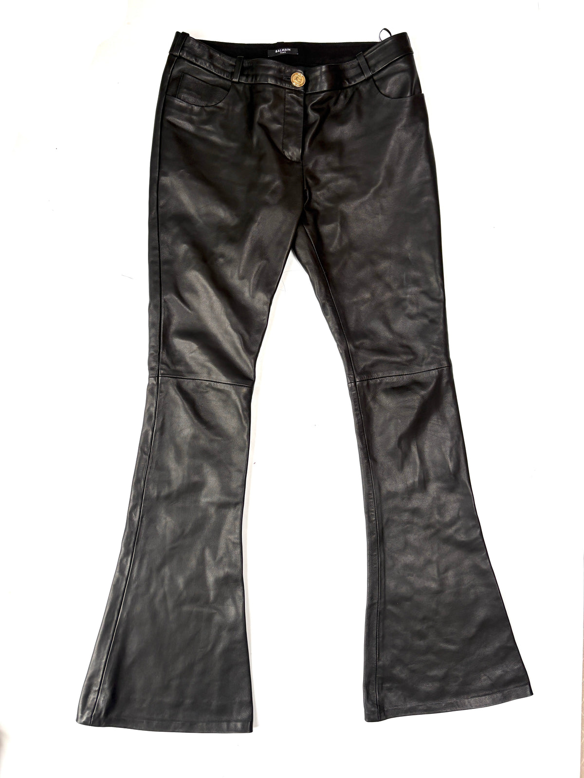 Balmain leather flare trousers