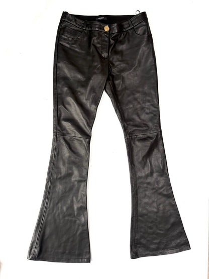 Balmain leather flare trousers