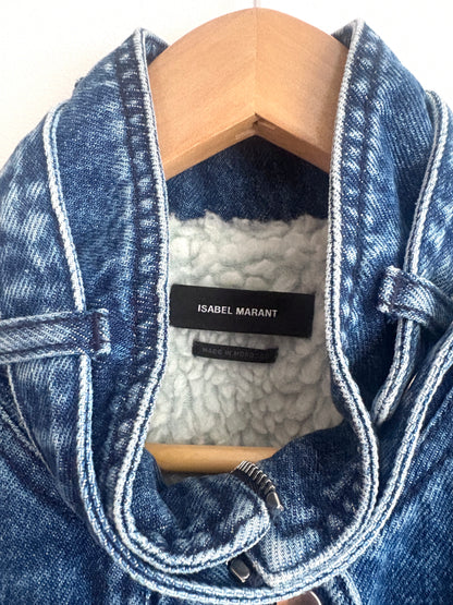 Isabel Marant Vlasta Denim Fleece Jacket UK 10