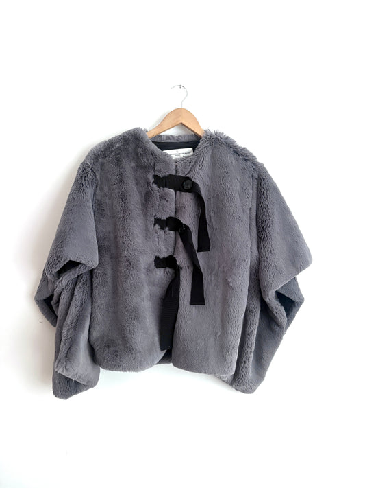 Golden Goose cape style fur coat