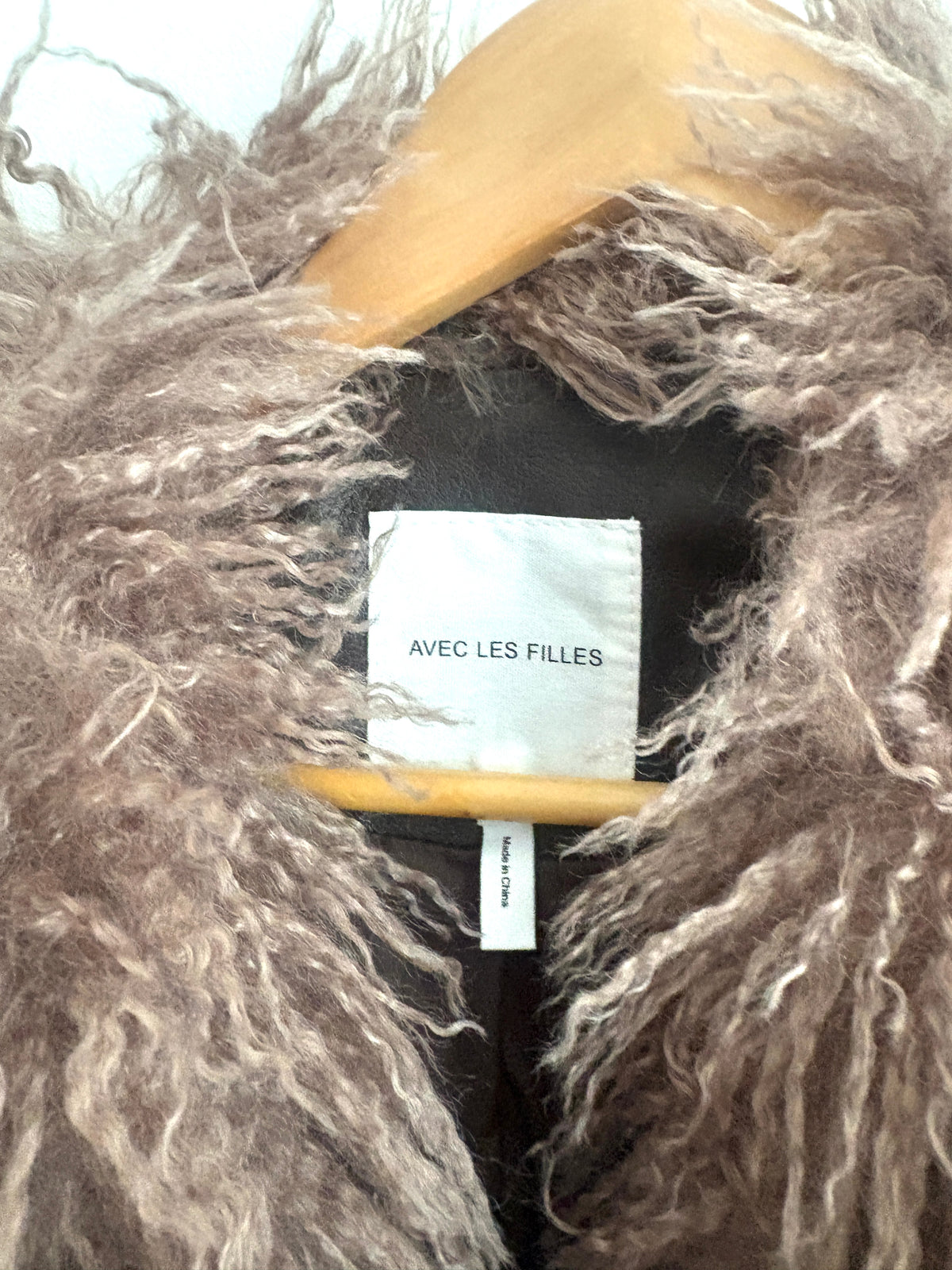 Avec Les Filles Chocolate Brown Faux Leather and Trim Coat S