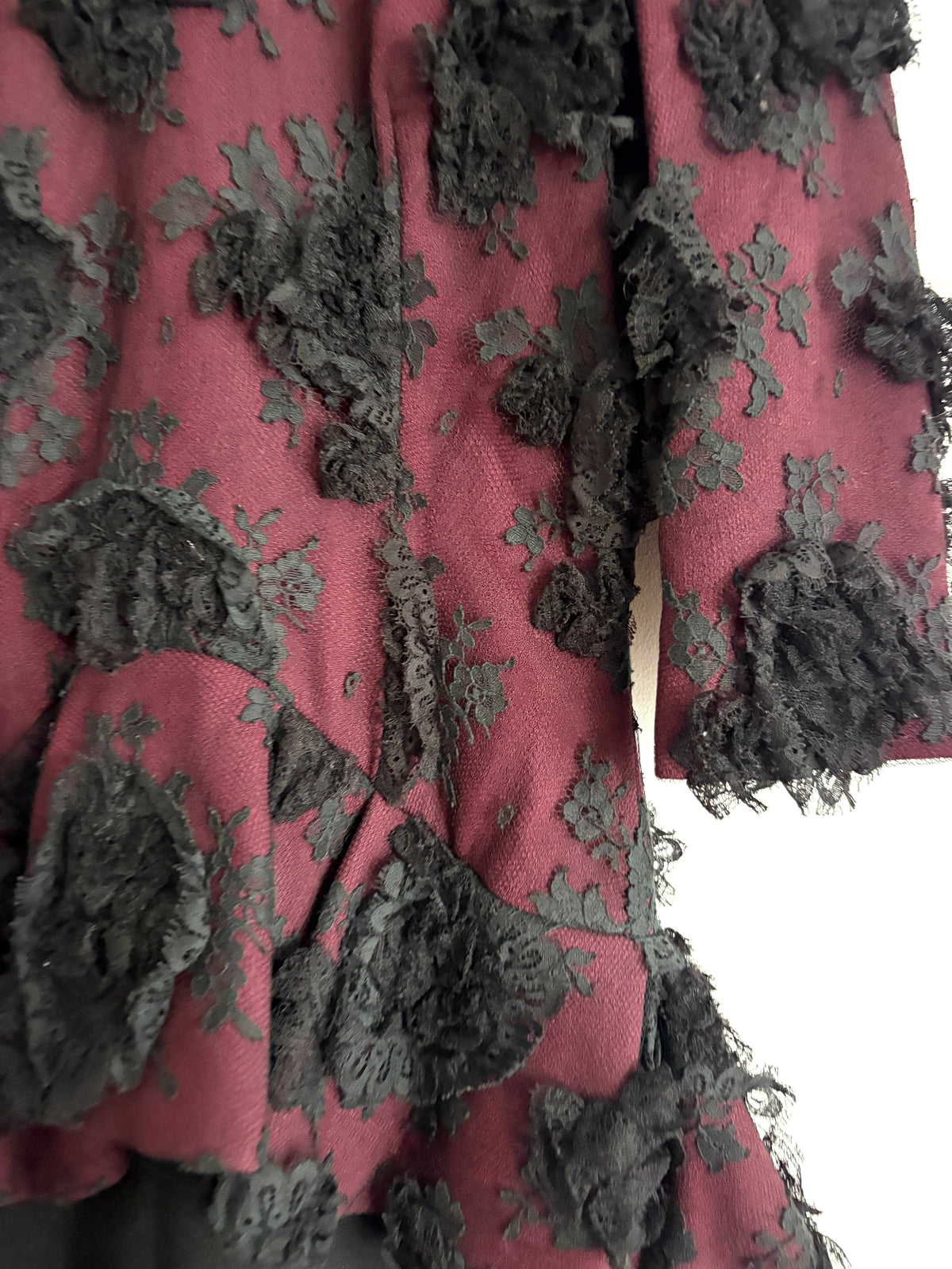 Vintage Alexander Mcqueen Black Lace Appliqué Peplum Dress UK 6
