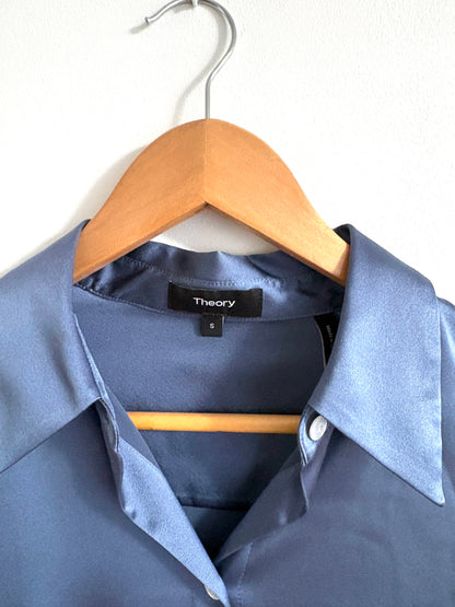 Theory Silk Satin Blue Shirt S