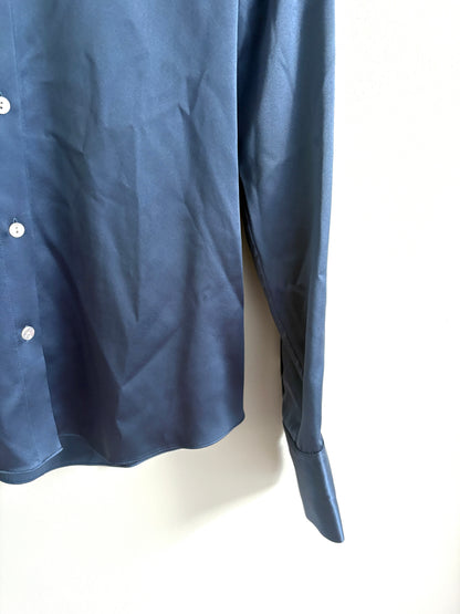 Theory Silk Satin Blue Shirt S
