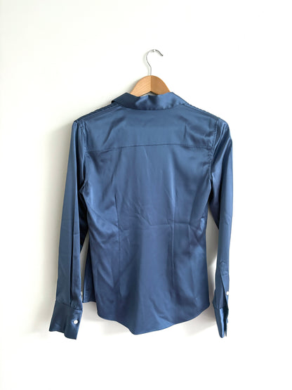 Theory Silk Satin Blue Shirt S
