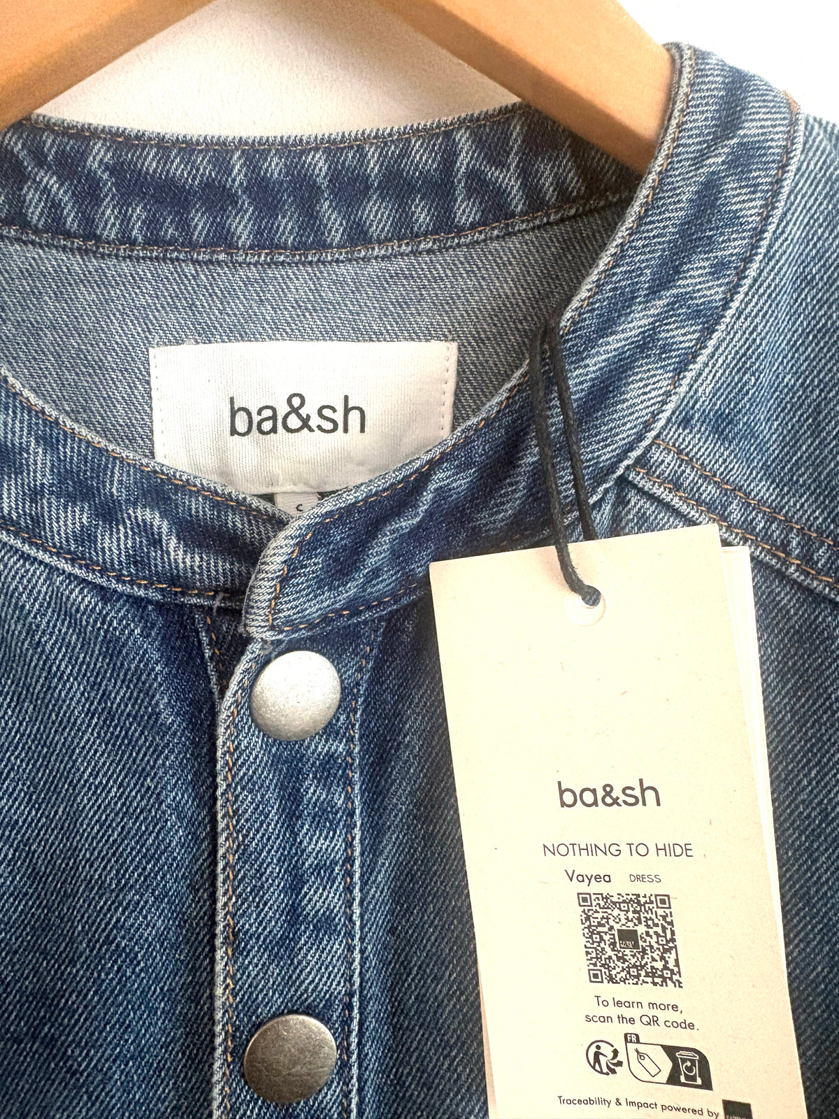 Ba&sh Vayea Denim Frill Midi Dress S