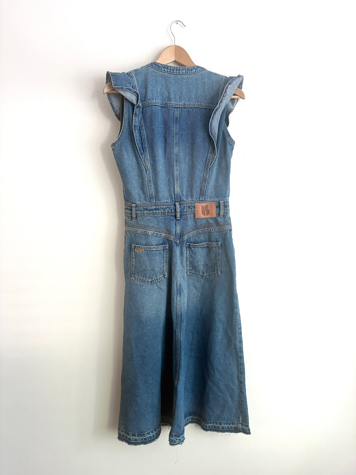Ba&sh Vayea Denim Frill Midi Dress S