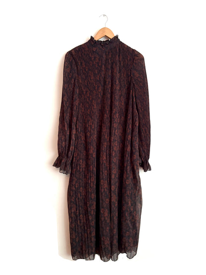 Ganni pleated Floral print Georgette Dress