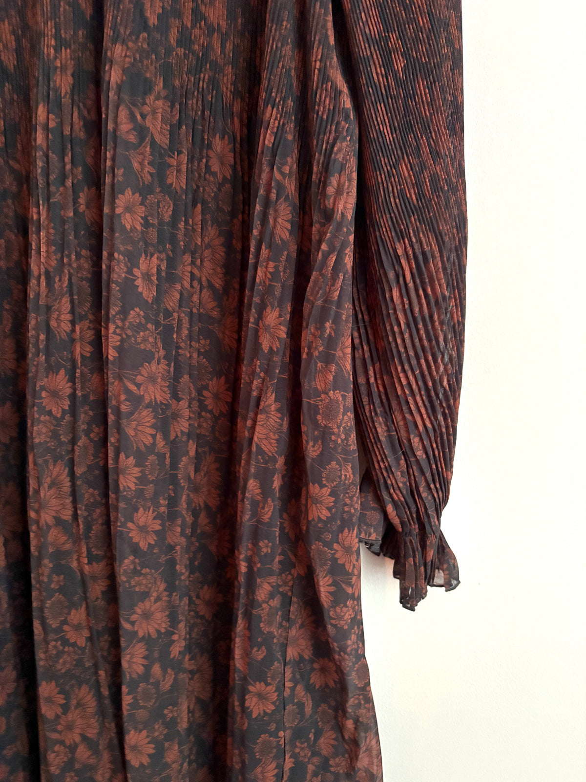 Ganni Pleated Floral Print Georgette Dress UK 12