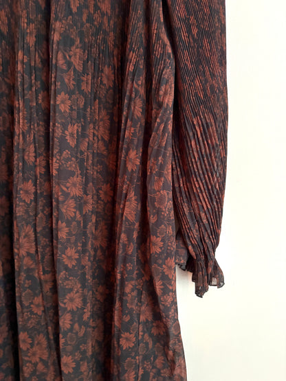 Ganni Pleated Floral Print Georgette Dress UK 12