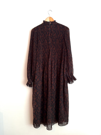 Ganni Pleated Floral Print Georgette Dress UK 12