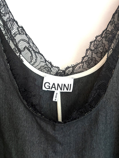 Ganni Lace Trim Midi Dress UK 12