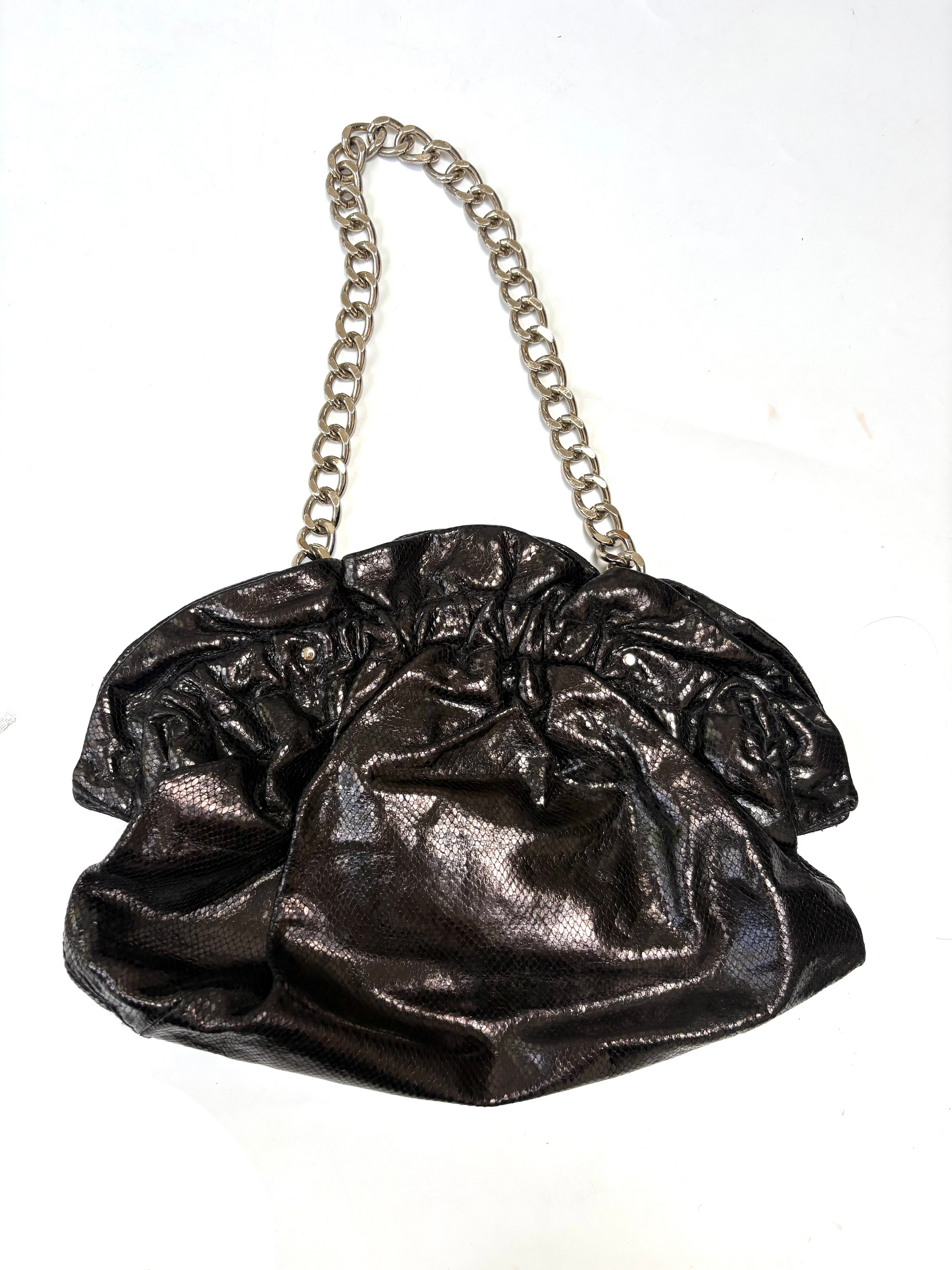 Loeffler Randall Metallic Ruched Evening Bag