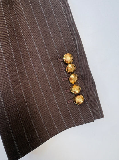 Nili Lotan Brown Pin Stripe Suit UK 16