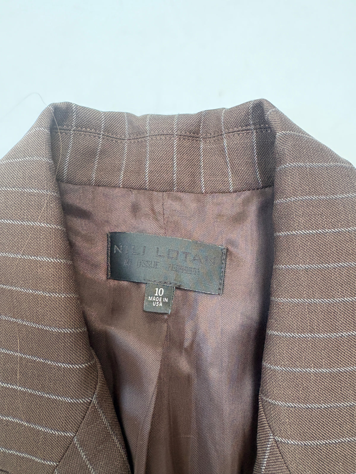 Nili Lotan Brown Pin Stripe Suit UK 16