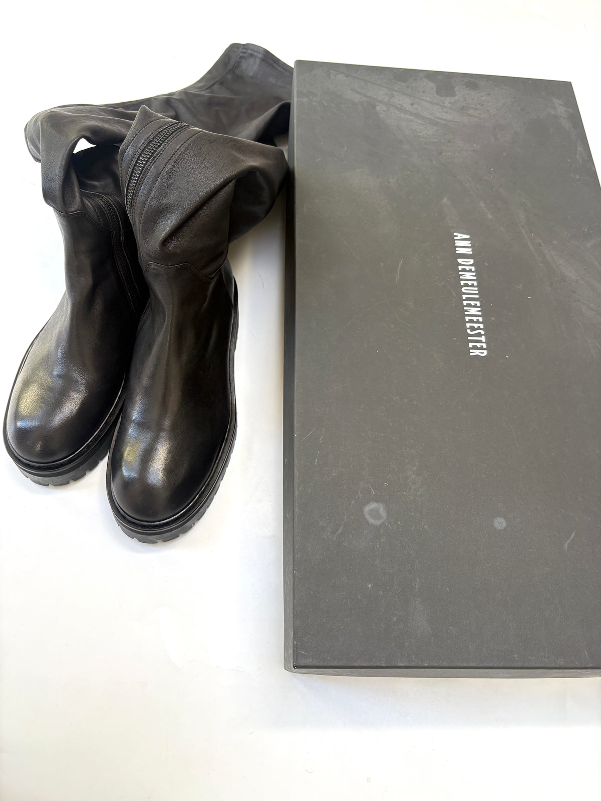 Ann Demeulemeester Stretch Leather Nero Boots UK 6