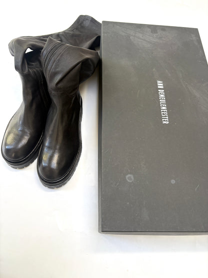 Ann Demeulemeester Stretch Leather Nero Boots UK 6