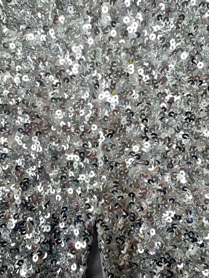 Rotate by Birger Christensen Silver Sequin Midi Pencil Skirt UK 16
