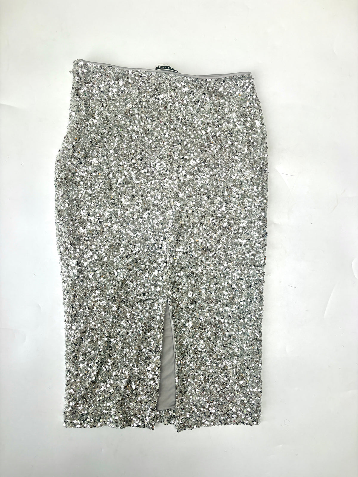 Rotate by Birger Christensen Silver Sequin Midi Pencil Skirt UK 16
