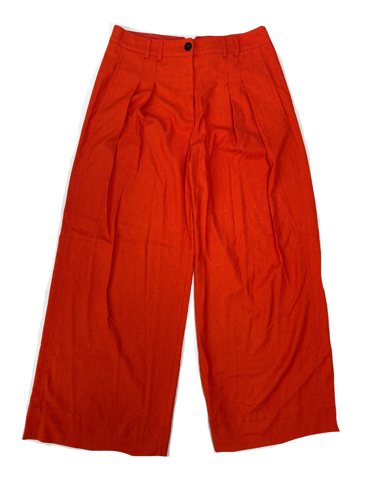 ME+EM orange italian flannel regular-length double pleat wide leg trousers