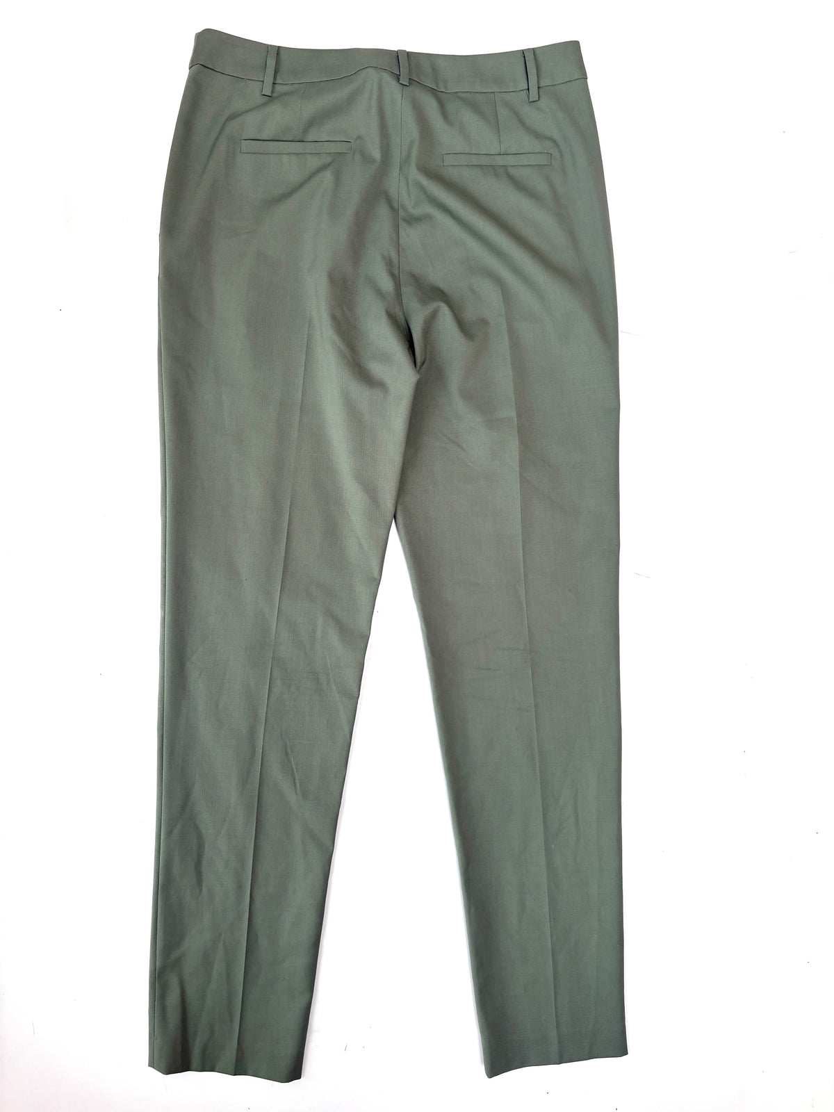 Tibi Wool Straight Leg Green Trousers UK 14