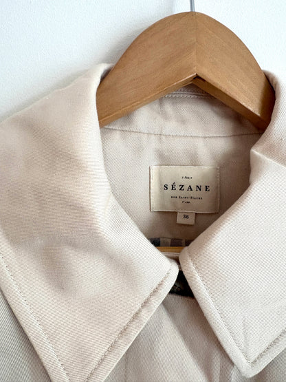 Sézane Beige Button Front Trench Coat UK 8
