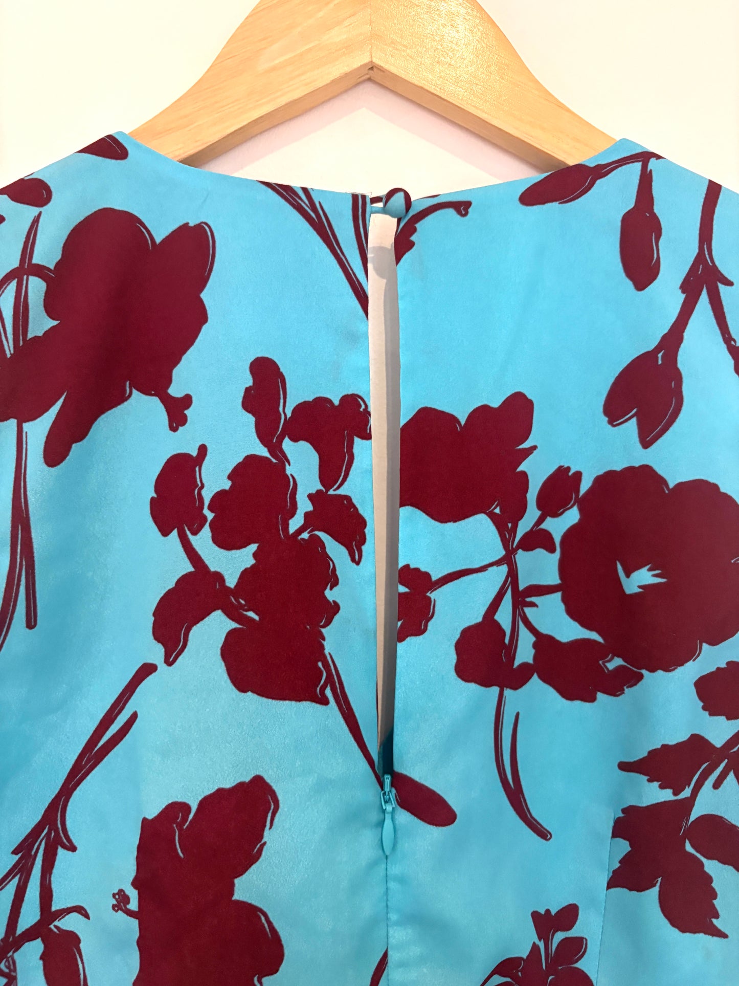 Kitri Blue and Burgundy Floral Jumpsuit UK 12