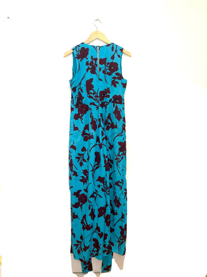 Kitri Blue and Burgundy Floral Jumpsuit UK 12