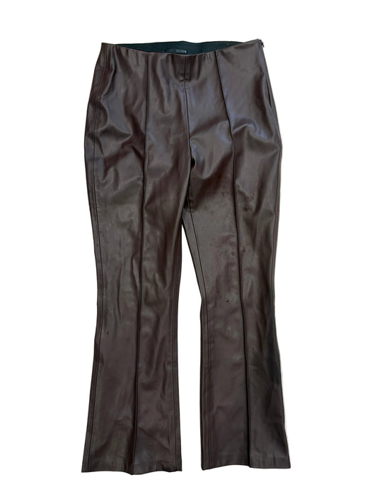 Zara Faux Leather Brown Flared Trousers M