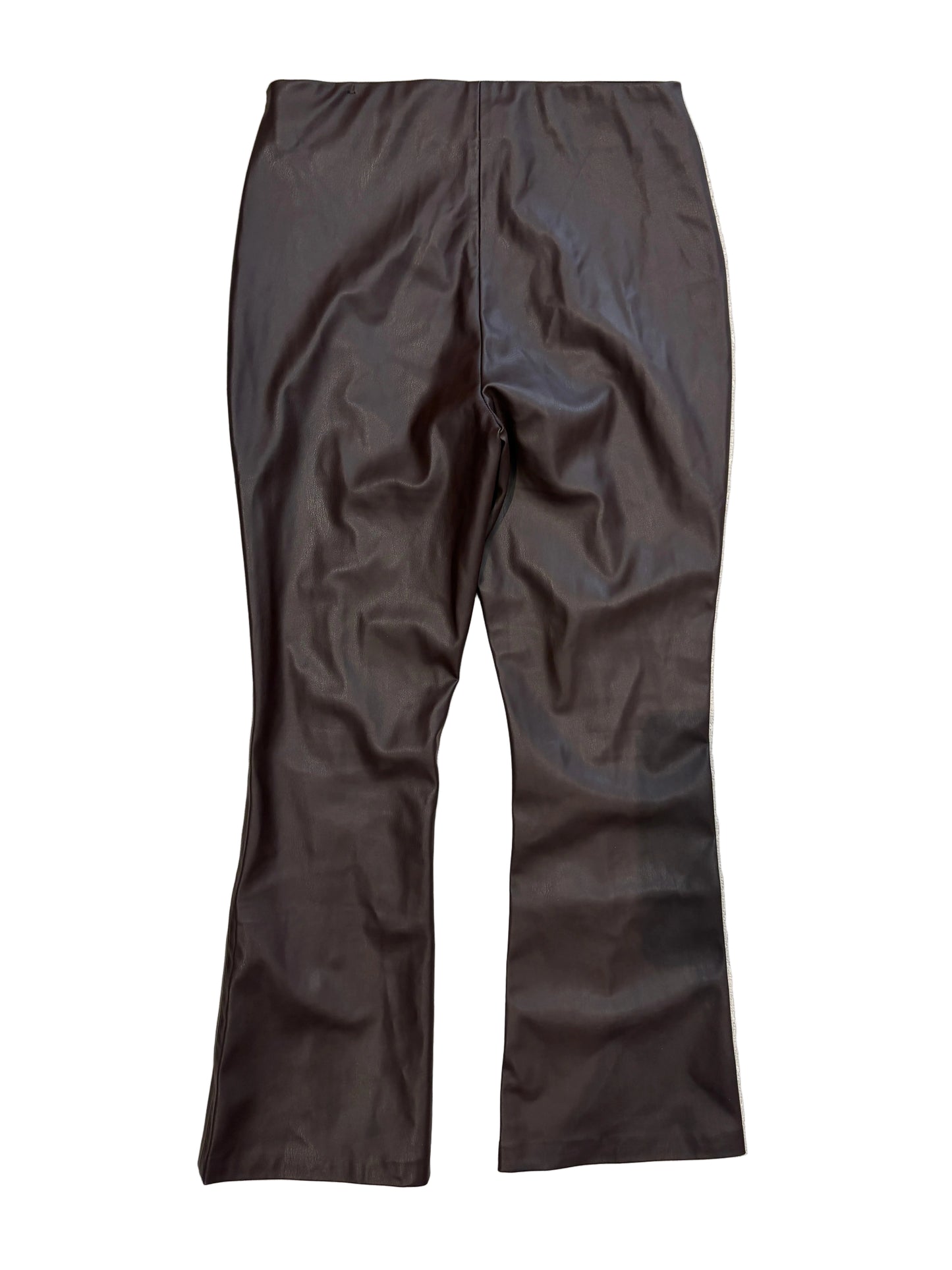 Zara Faux Leather Brown Flared Trousers M