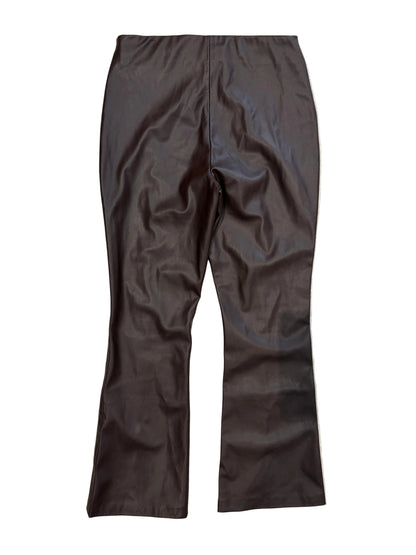 Zara Faux Leather Brown Flared Trousers M