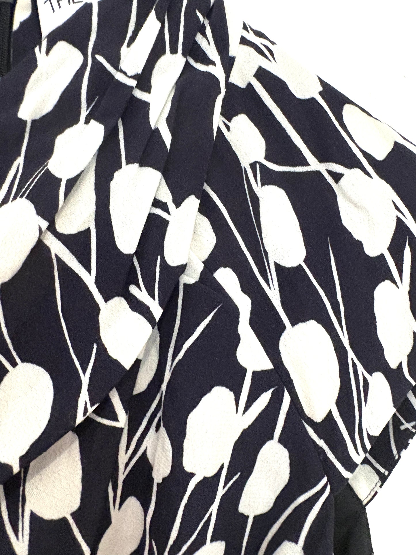 The Fold Navy & White Printed Leaf Dress UK 12