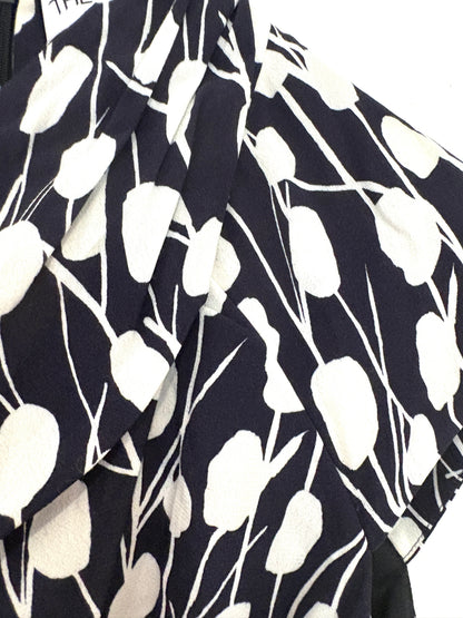 The Fold Navy & White Printed Leaf Dress UK 12