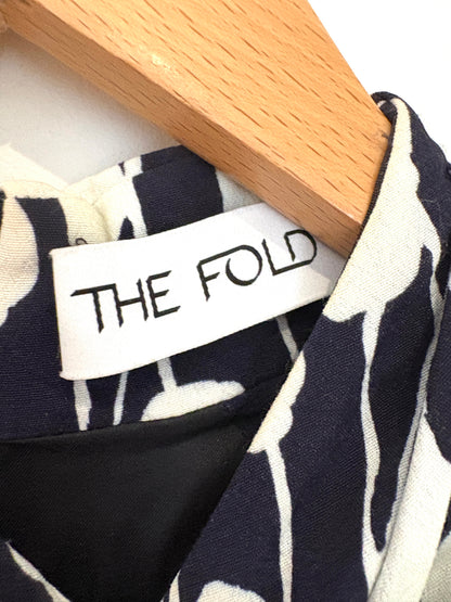 The Fold Navy & White Printed Leaf Dress UK 12